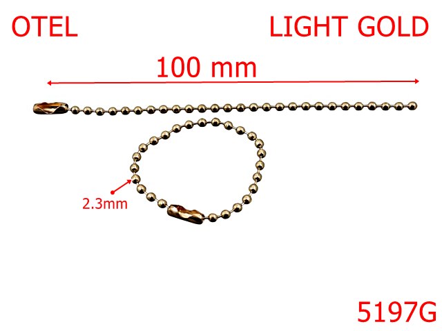 Noutati - 5197G/Lant Cu Bile 2.3 Mm Si Inchizatoare-100-mm-otel--gold light-----