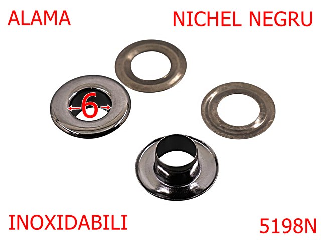 Noutati - 5198N/Ocheti Plati Inoxidabili-6-mm-alama--nichel negru-----