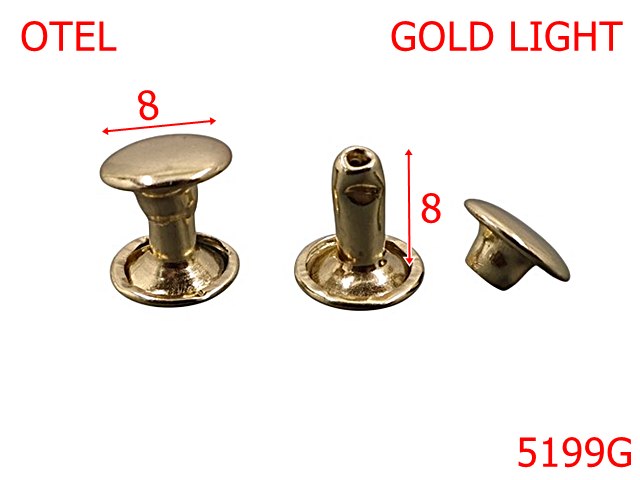 Noutati - 5199G/Capsa Rapida Capac 8Mm Picior 8Mm-8-mm-otel--gold light-----