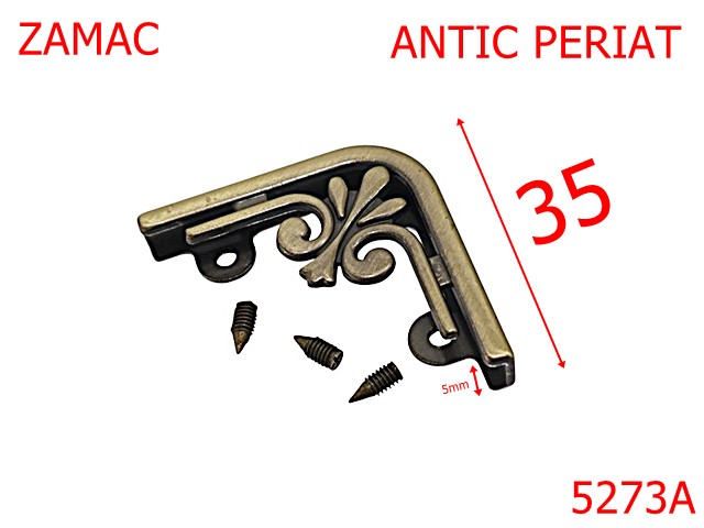 Coltare - 5273A/Coltar Pentru Mape ,Pielarie,Cataloage-35-mm-zamac--antic periat-----