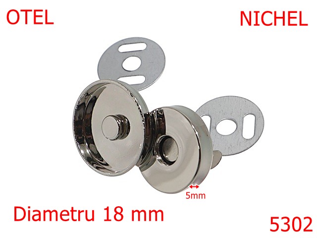 Magneti - 5302/Magnet Cu Capac Gros Pentru Marochinarie-18-mm-otel-5-nichel-----