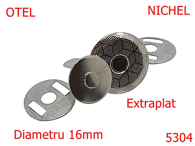Magneti - 5304/Magnet Extra Plat Pentru Articole Mici Marochinarie-16-mm-otel-2-nichel-----
