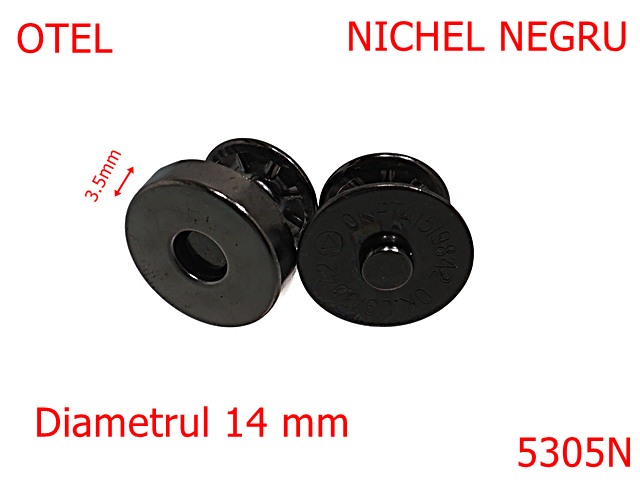 Magneti - 5305N/Magnet Mini Pentru Marochinarie-14-mm-otel-3.5-nichel negru-----