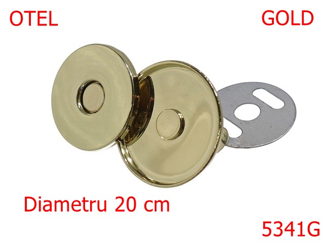 Magneti - 5341G/Magnet Aparent Cu Capac Pentru Marochinarie-20-mm-otel--gold--15B1