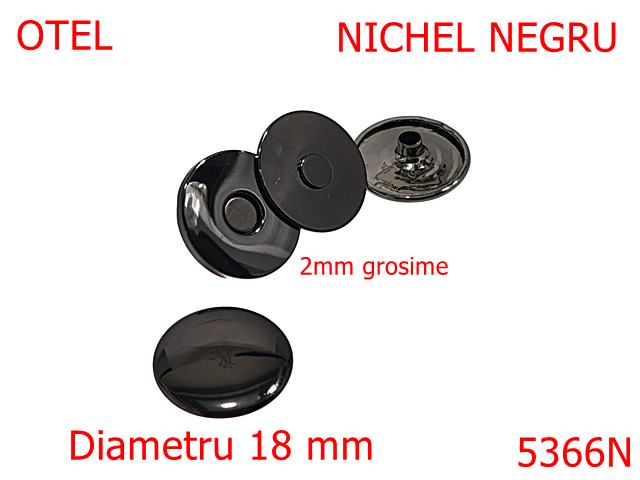 Magneti - 5366N/Magnet Aparent  Pentru Marochinarie-19-mm-otel-2-nichel negru-----