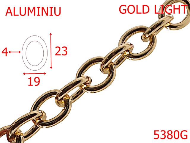 Lant poseta aluminiu - 5380G/Lant Aluminiu Poseta Si Genti-19-mm-aluminiu--gold light--14B4