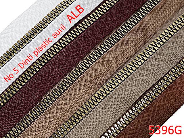 Noutati - 5396G/Fermoar Plastic Dinti Auri Injectati-NO5----alb-----