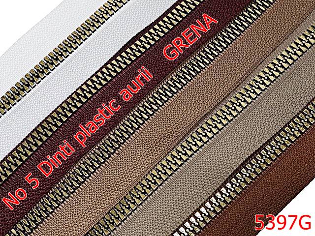 Noutati - 5397G/Fermoar Plastic Dinti Auri Injectati-NO5----grena -----
