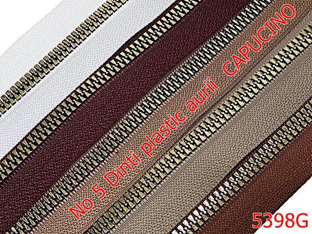 Noutati - 5398G/Fermoar Plastic Dinti Auri Injectati-NO5----capucino-----
