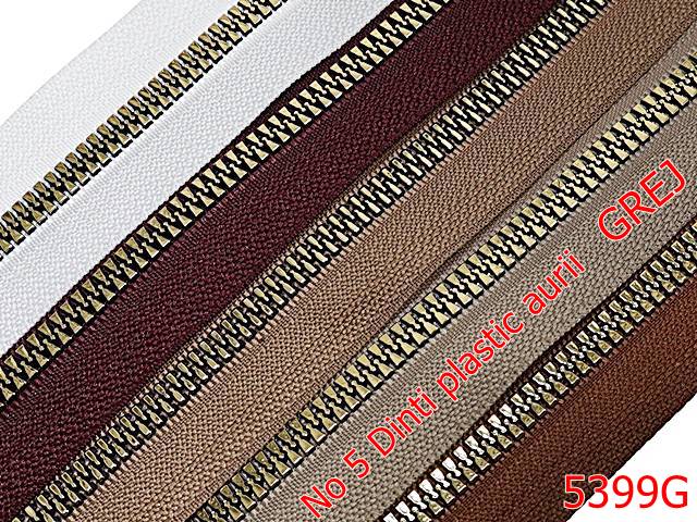 Noutati - 5399G/Fermoar Plastic Dinti Auri Injectati-NO5----grej-----