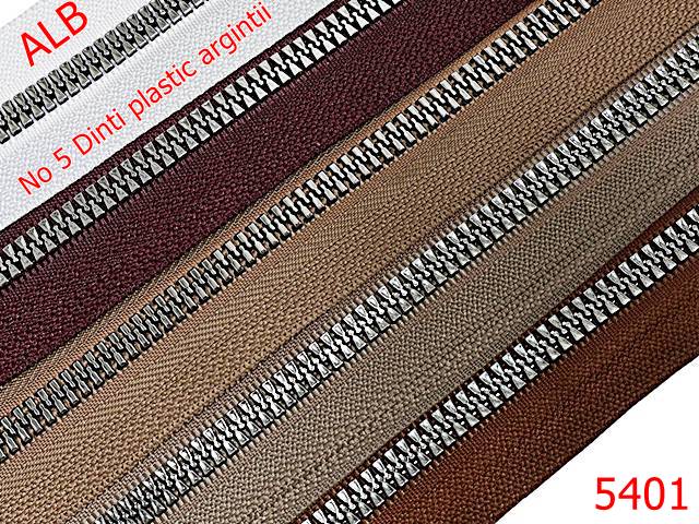Noutati - 5401/Fermoar Plastic Dinti Argintii  Injectati-NO5----alb-----