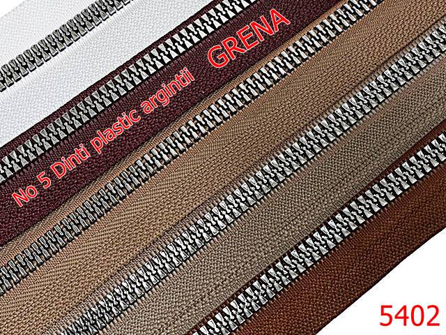 Noutati - 5402/Fermoar Plastic Dinti Argintii  Injectati-NO5----grena -----