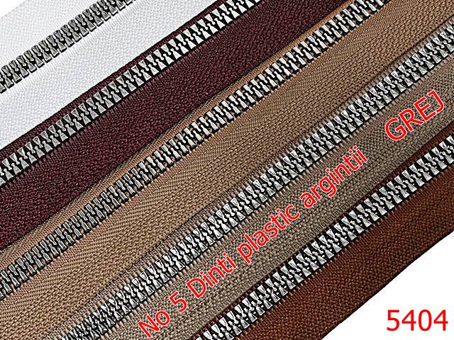 Noutati - 5404/Fermoar Plastic Dinti Argintii  Injectati-NO5----grej-----