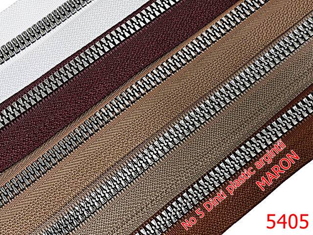 Noutati - 5405/Fermoar Plastic Dinti Argintii  Injectati-NO5----maron-----