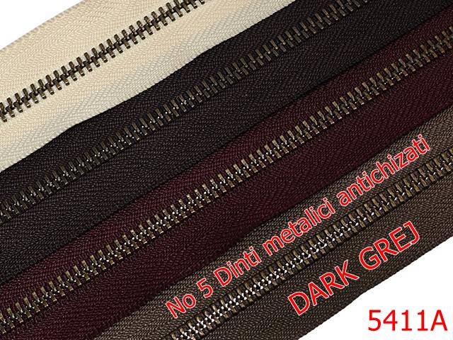 Fermoar metalic - 5411A/Fermoar Dinti Antic  Metalici-NO5----dark grej-----