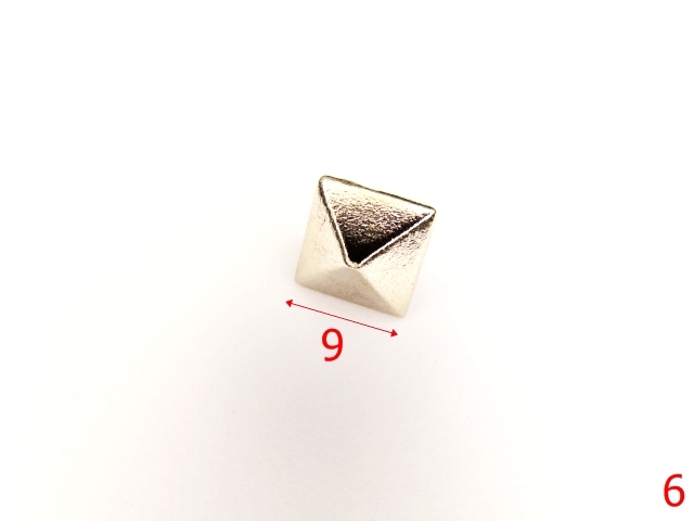 Accesorii metalice pentru marochinarie - 6/ORNAMENT PIRAMIDAL 9X9 NIKEL-9-mm---nichel---Ai24/3G7--R8