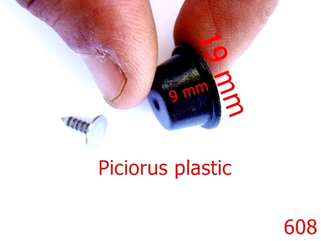 Picioruse fund - 608/PICIORUS PLASTIC NEGRU 19MM-19-mm---negru---4G4--N8