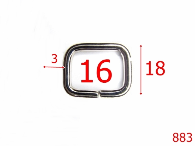 Inele dreptunghiulare - 883/INEL DREPTUNGHIULAR 16MM-16-mm-3-nichel---3H5-2E2-3H4--H17
