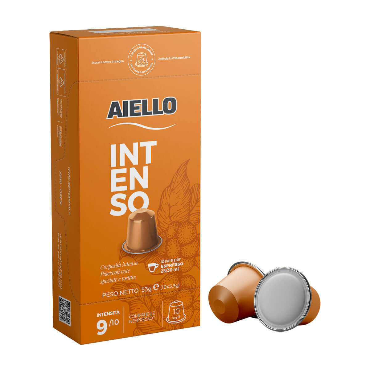 Coffee - Cafea Capsule Aiello, Compatibile Nespresso, Aroma Intenso, 53g (10x5.3g)