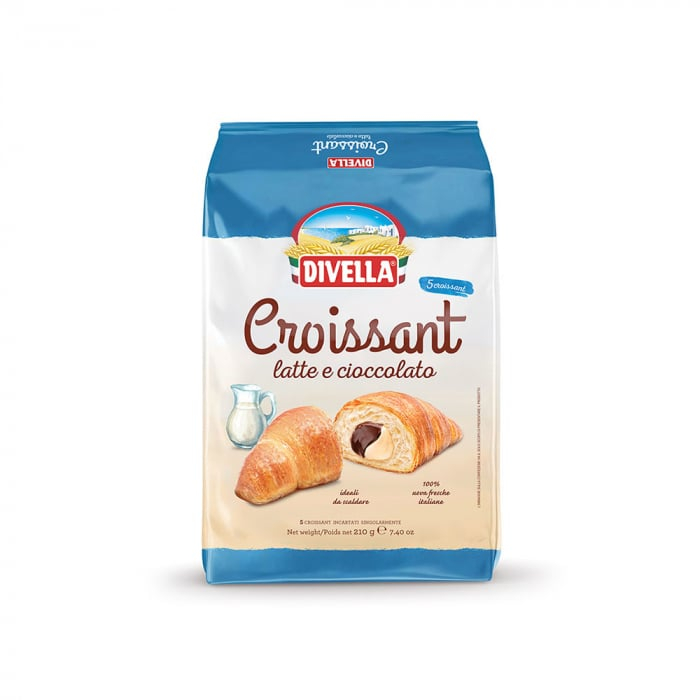 Pastries & Scones - DIVELLA Croissant lapte si ciocolata - 210gr x 5 bucati - Fantasie del Mattino