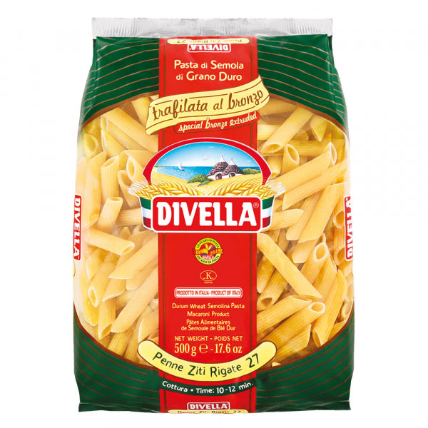Pasta & Noodles - Paste Divella, Penne rigate nr.27,trafilate bronzo, 500 g