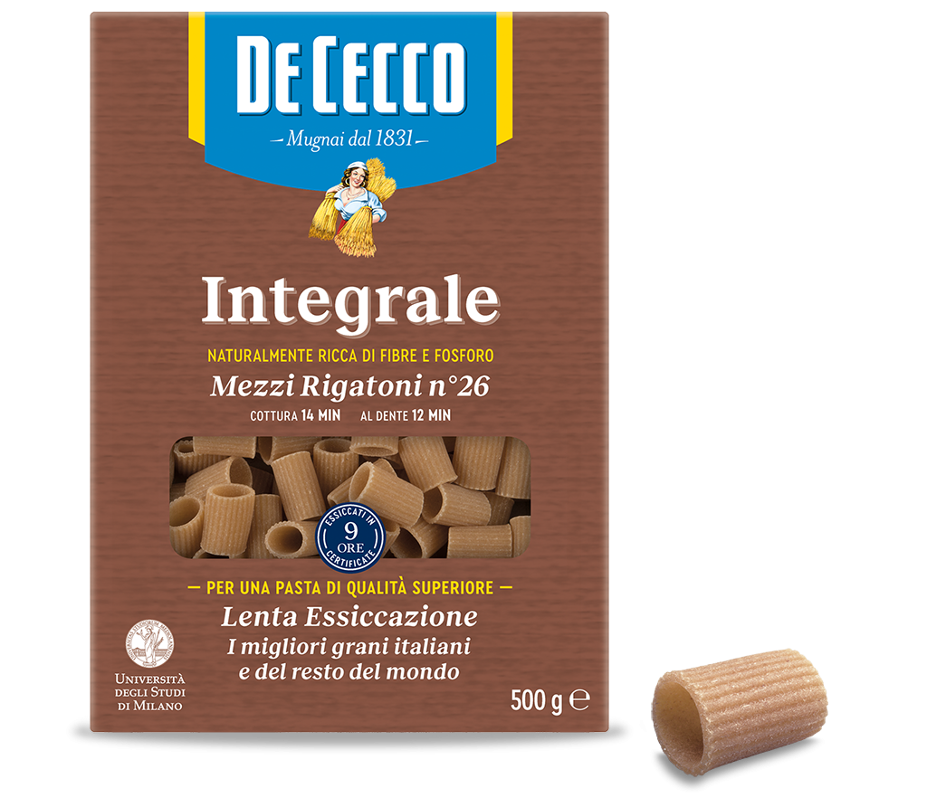 Food Items - Paste integrale De Cecco, Mezzi rigatoni nr. 26, 500 g