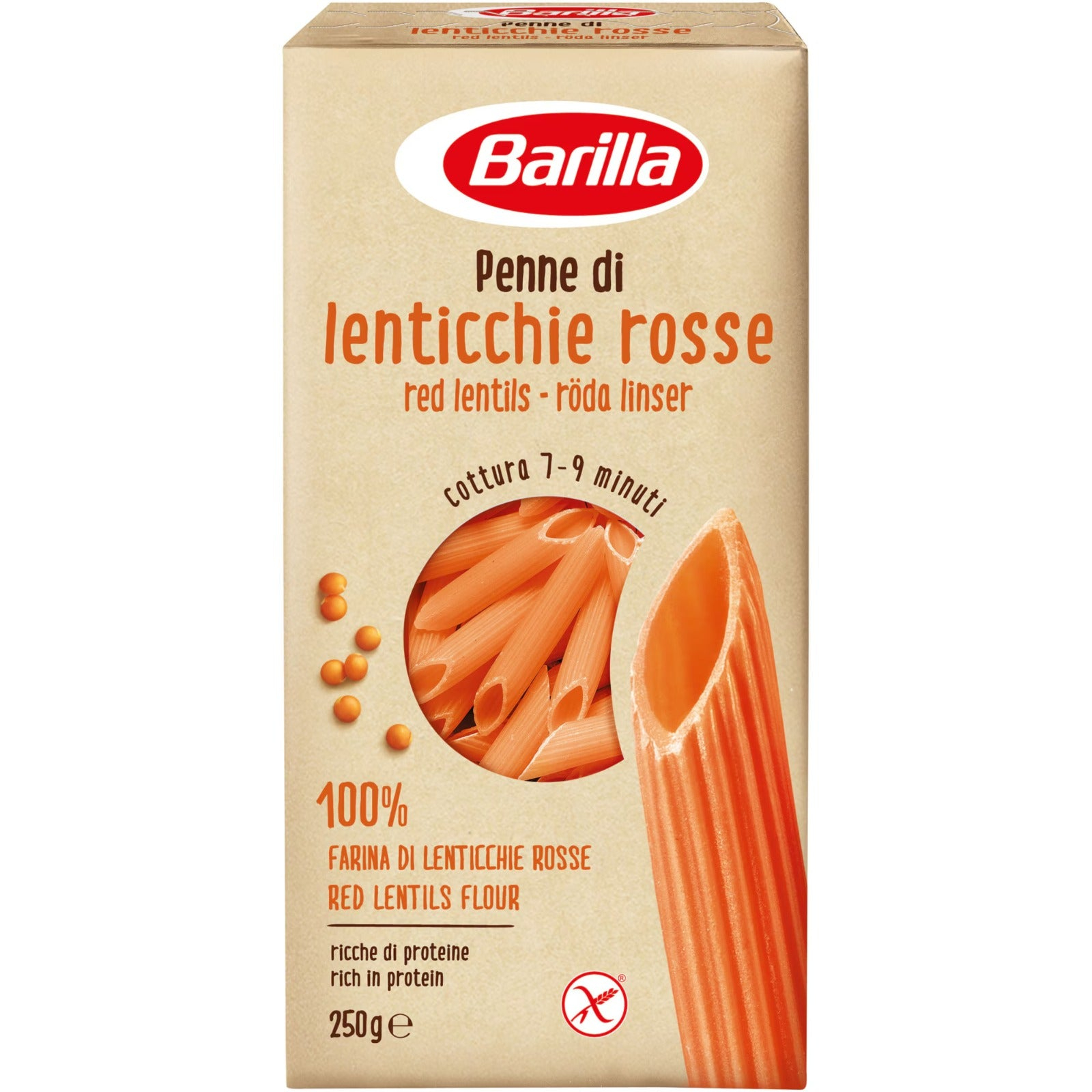 Pasta & Noodles - Paste scurte din linte rosie penne Barilla, 250g