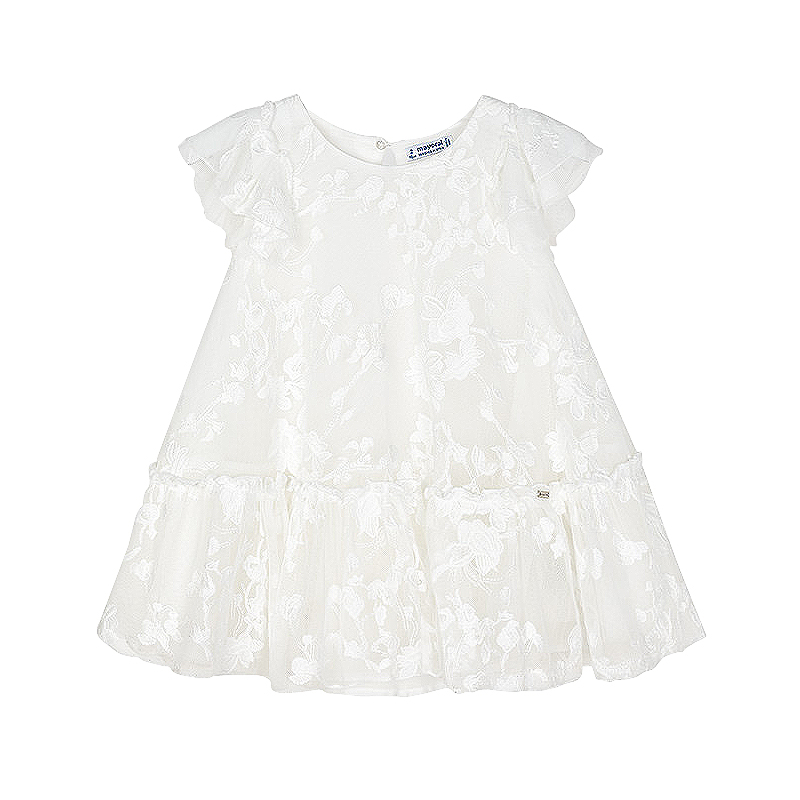 Haine  Incaltaminte Accesorii - Rochie tul brodat Alb Floral 2 ani