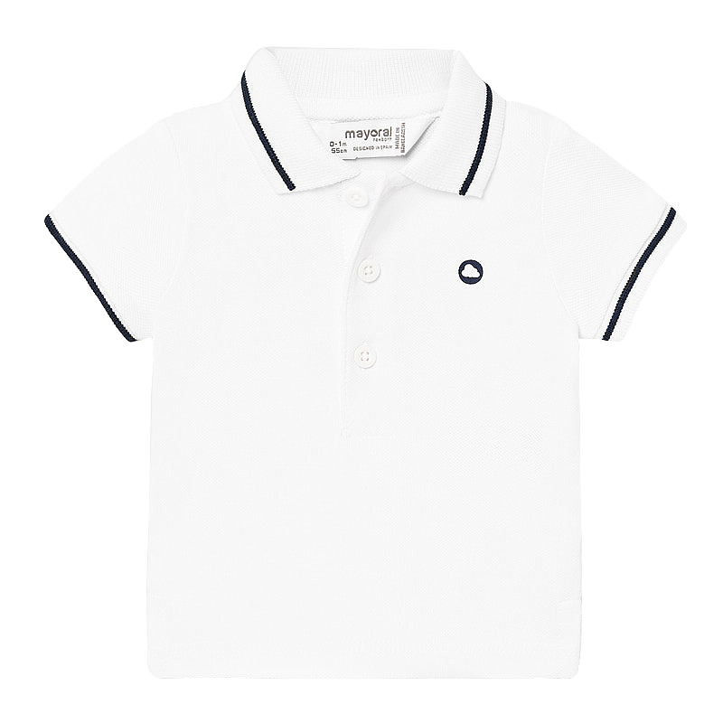 Haine  Incaltaminte Accesorii - Tricou polo clasic cu maneca scurta - Alb/Bleumarin - Mayoral 18 luni